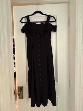 A.L.C. Off-the-Shoulder Button Front Midi Dress – Black – Size 0